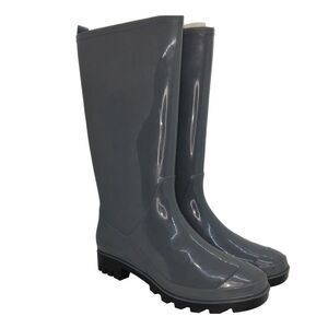 Capelli Womens Pre-owned Designer Shiny Gray Rain Boots - sz. 6 - GREAT LOOKING!